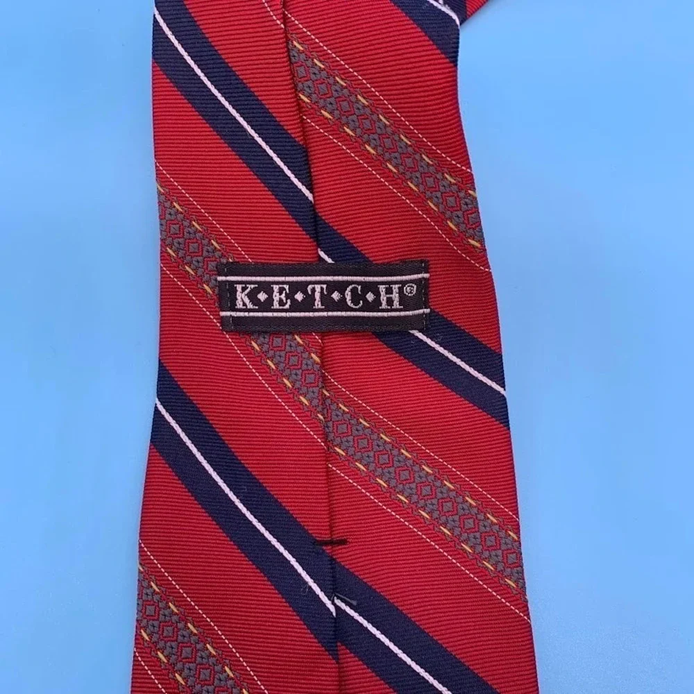Vintage Ketch Red Striped Men's Classic Neck Tie Preppy Made in USA